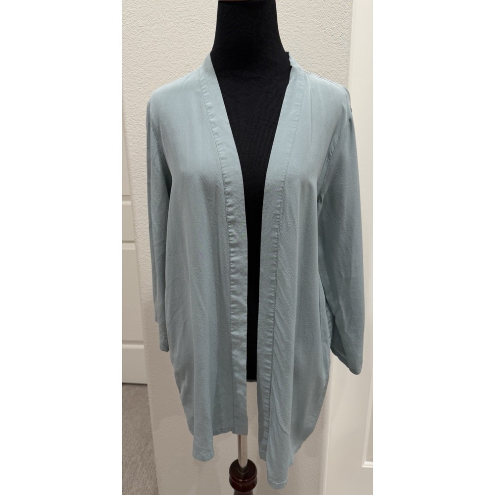 Lilysilk Mulberry Silk Open Front Top Blouse Cardigan Sage Green M Luxury
